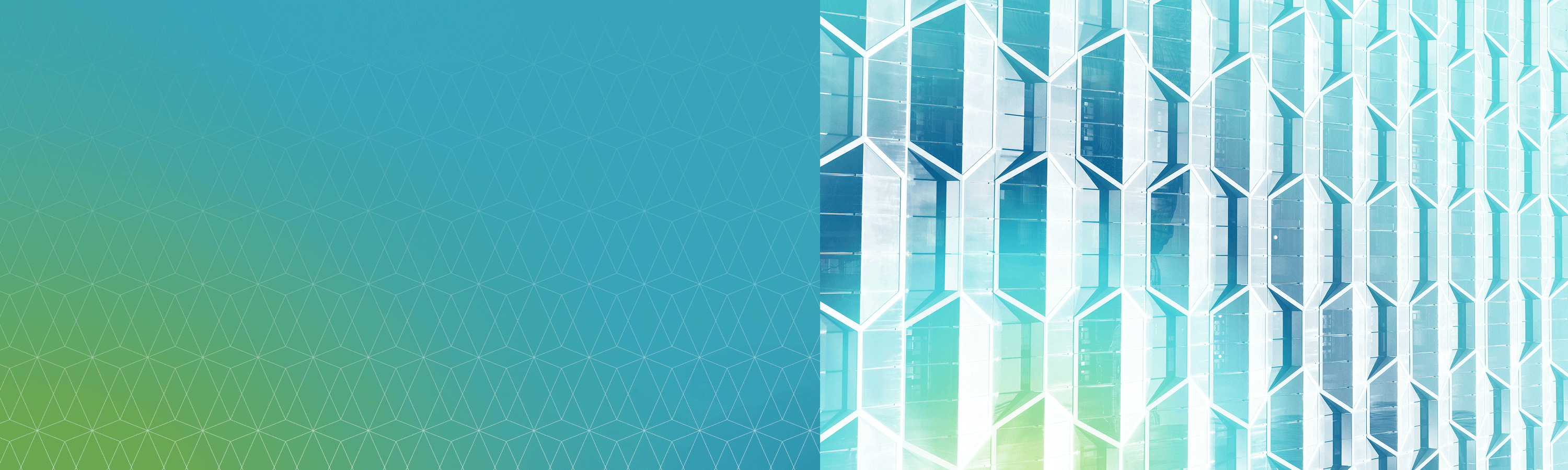 Blue and green background image with geometric pattern and architectural abstraction.